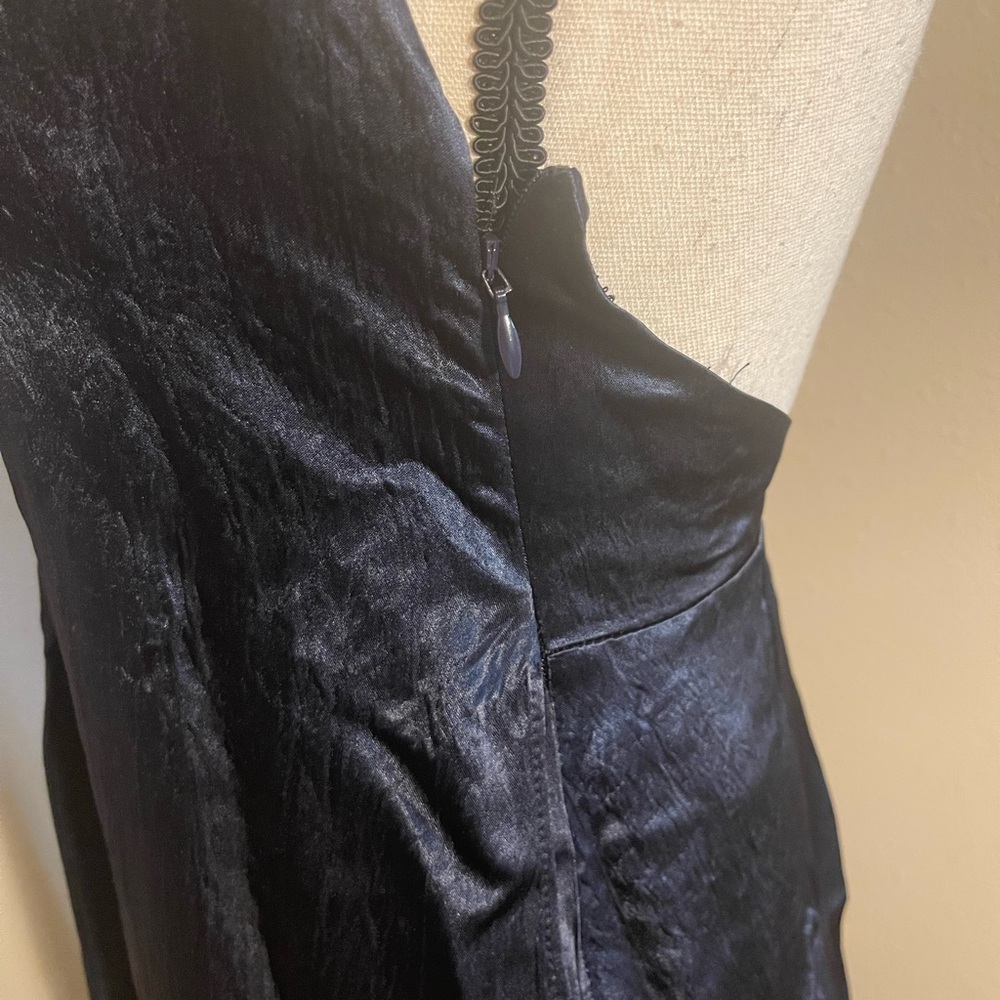 Zara Navy Maxi Satin Dress with Slit - Picture 7 of 10